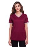 Women's CrownLux Performance® Plaited Tipped V-Neck Shirt