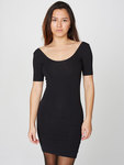 rsa8340 Cotton Spandex Jersey Double-U Neck Mini Dress