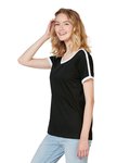 Women's Retro Ringer Fine Jersey V-Neck Tee