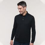 Jersey knit long sleeve polo shirt