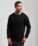 Crew neck cotton-rich knitted sweater