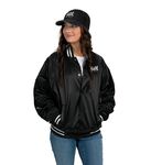 Satin Baseball Jacket/Striped Trim