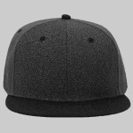 OTTO Heather Wool Blend Twill Round Flat Visor "OTTO SNAP" Six Panel Pro Style Snapback Hat