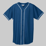 Wicking Mesh Button Front Jersey With Braid Trim